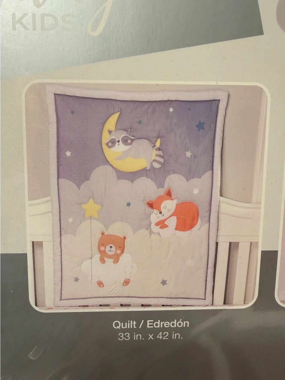 Everyday Kids 3 piece Crib Set with playful fox print. Adorable NWT Size Crib